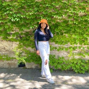 White ripped Zara jeans size 8